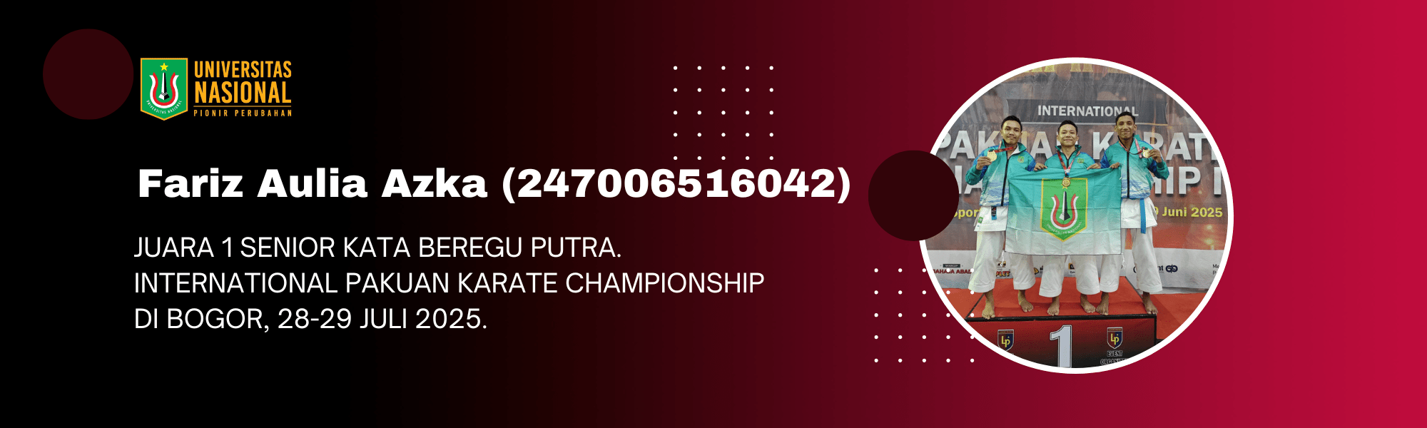 Juara Internasional! Fariz Aulia Azka Raih Gelar Juara 1 di International Pakuan Karate Championship